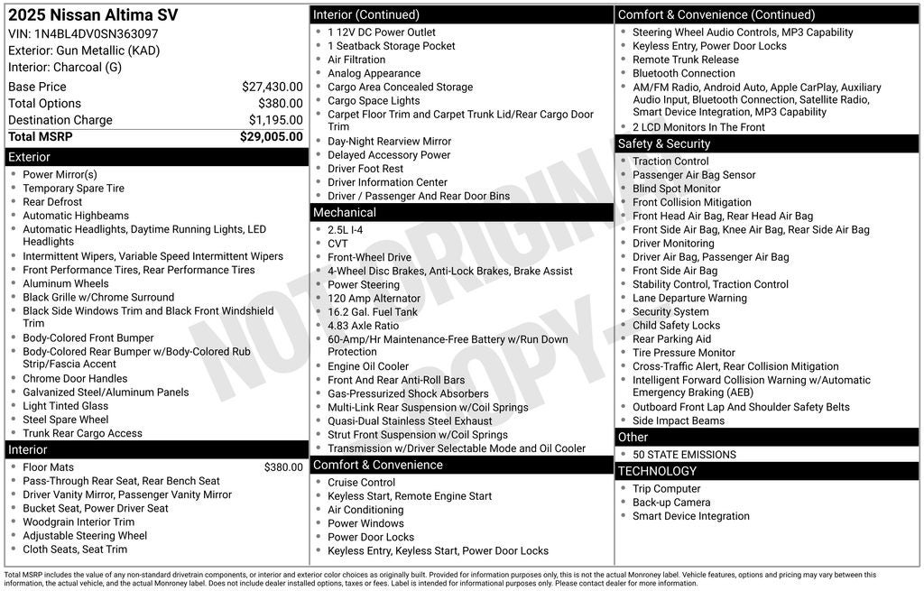 2025 Nissan Altima SV
