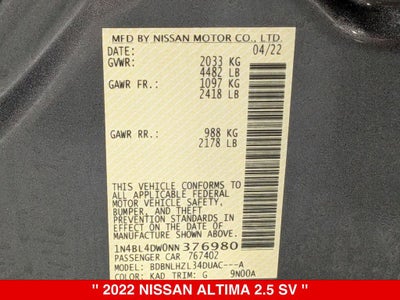 2022 Nissan Altima SV