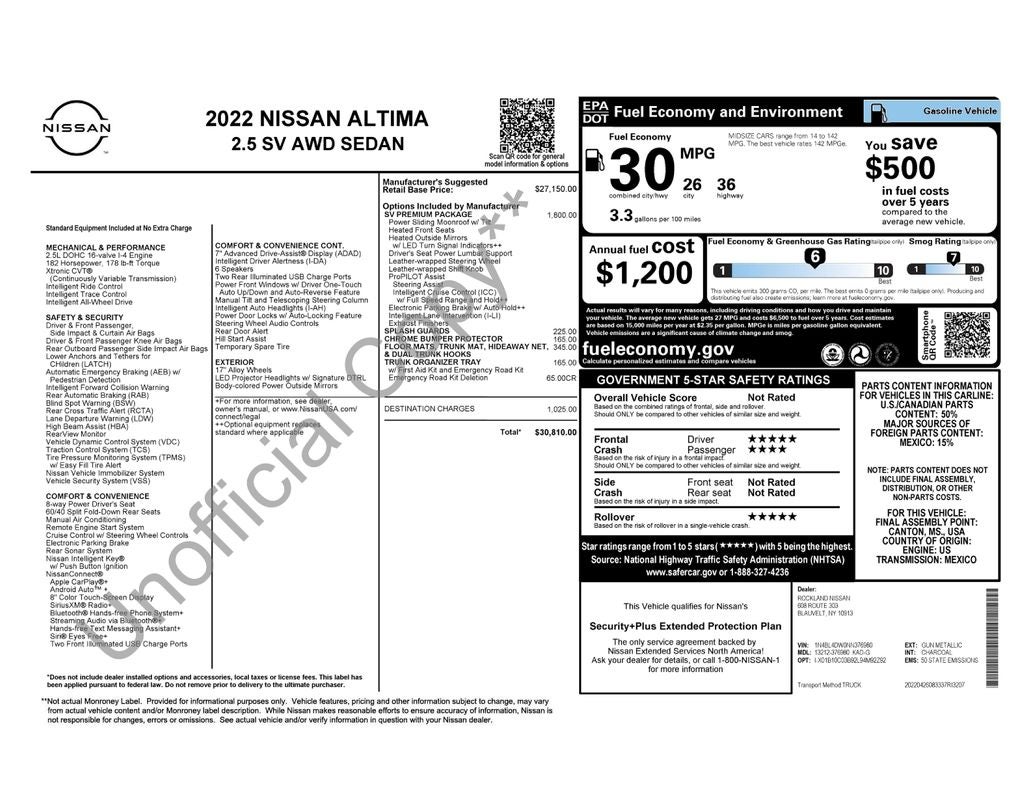2022 Nissan Altima SV