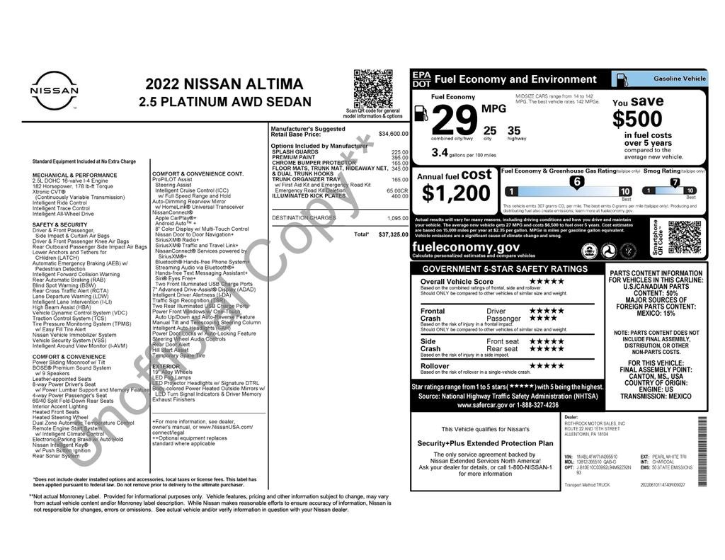 2022 Nissan Altima Platinum