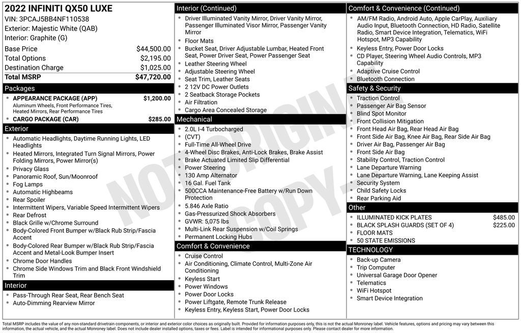 2022 INFINITI QX50 LUXE