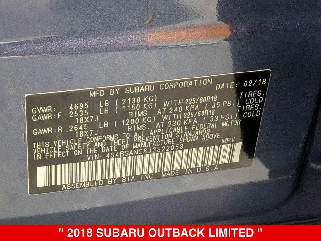 2018 Subaru Outback 2.5i Limited