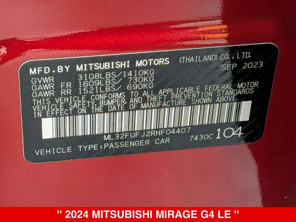 2024 Mitsubishi Mirage G4 LE