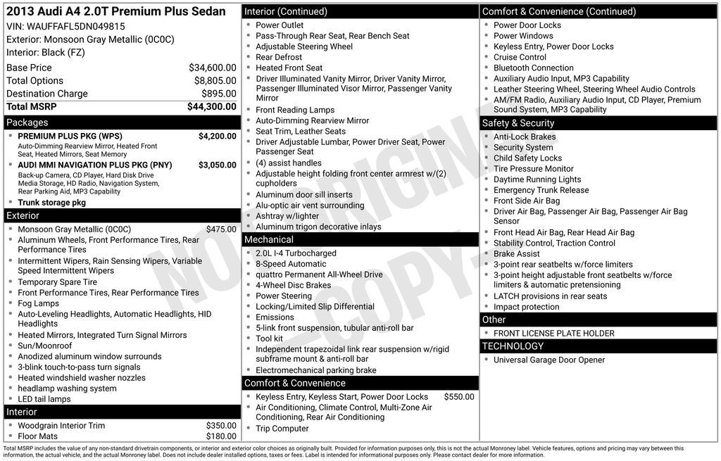 2013 Audi A4 2.0T Premium Plus quattro