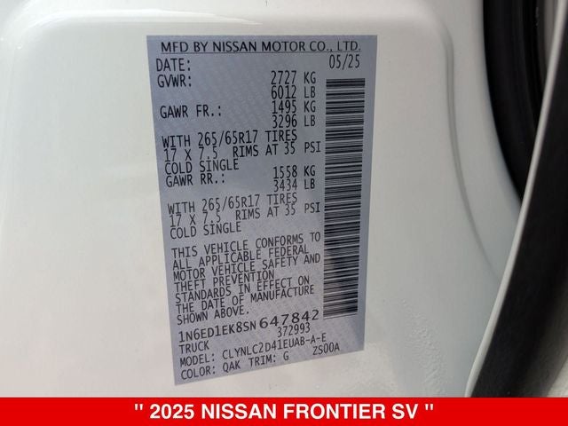 2025 Nissan Frontier Crew Cab SV