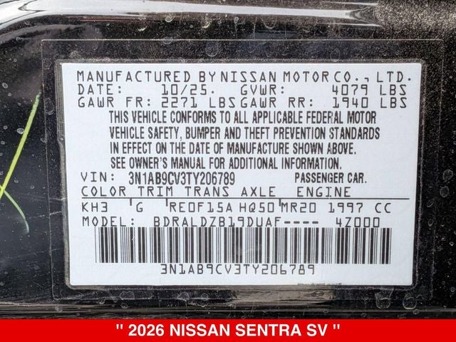2026 Nissan Sentra SV