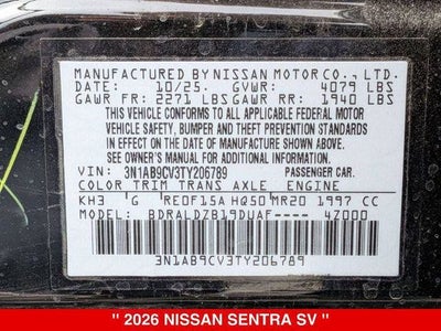 2026 Nissan Sentra SV