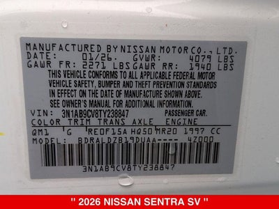 2026 Nissan Sentra SV