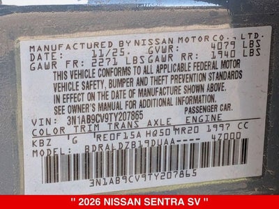 2026 Nissan Sentra SV