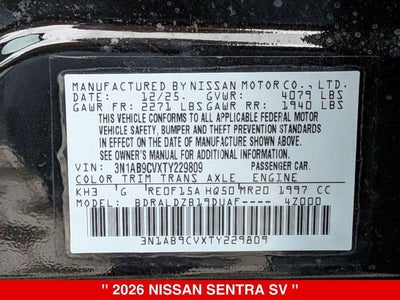 2026 Nissan Sentra SV