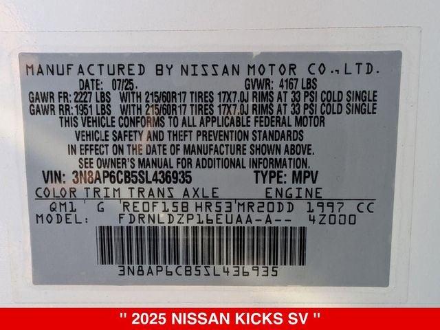 2025 Nissan Kicks SV