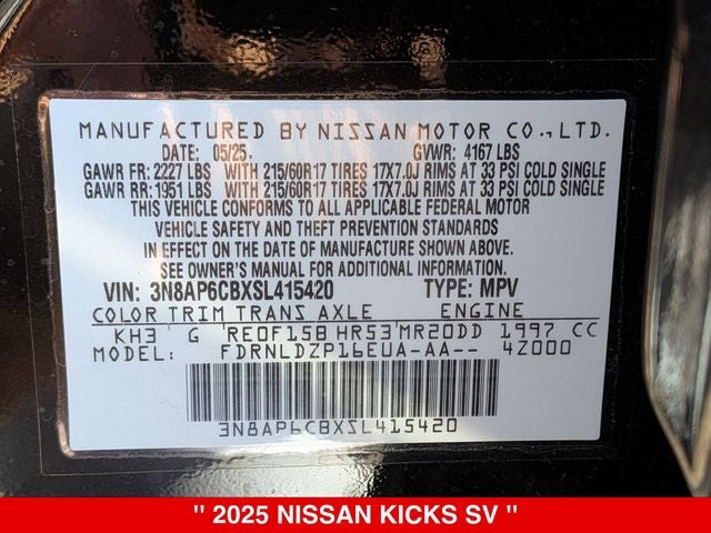 2025 Nissan Kicks SV